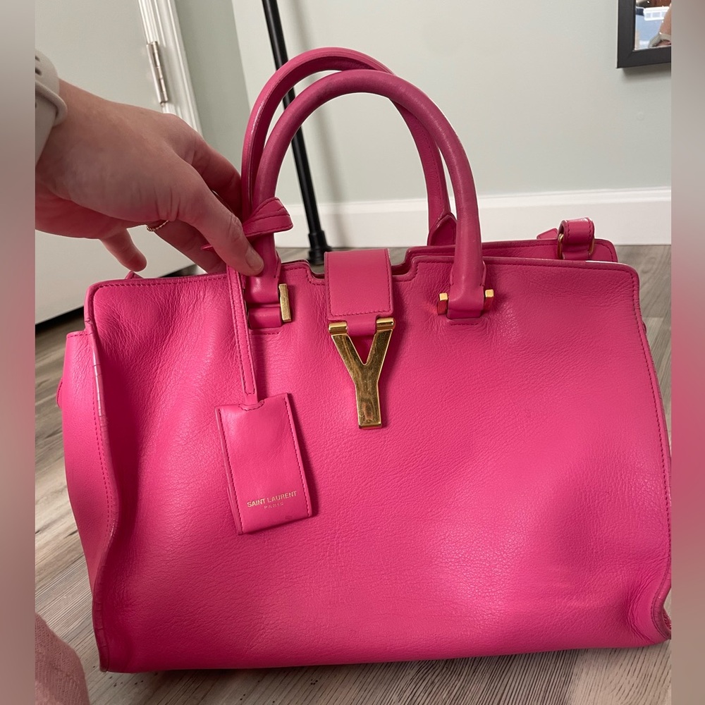YSL Saint Laurent Classic Y Cabas Fuchsia Leather Satchel - Picture 6 of 16